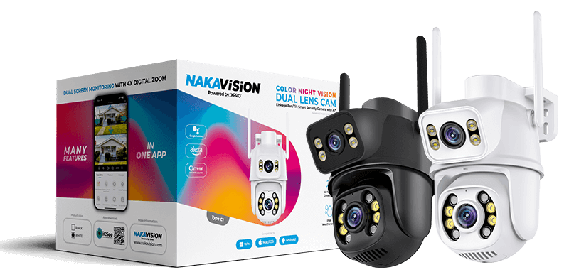 The Nakavision C1 retail box with the black and the white camera